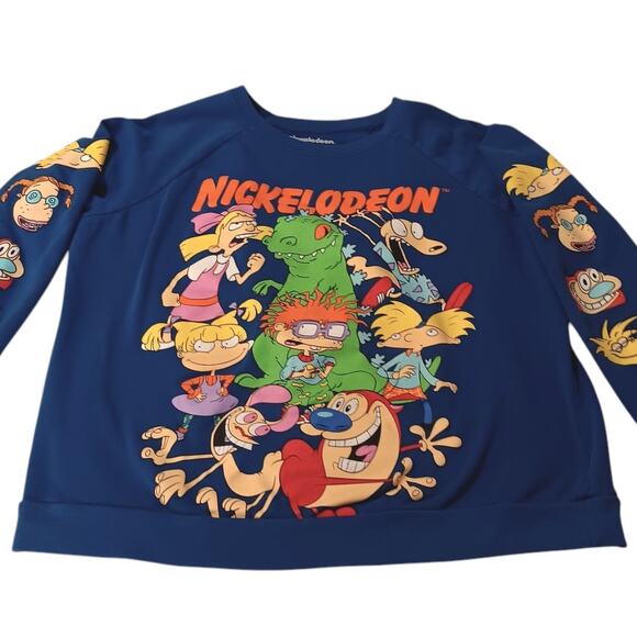VINTAGE 90s NICKELODEON Sweatshirt Top Youth 2X Cartoon Wornin Pop Culture 1990s - Picture 9 of 11